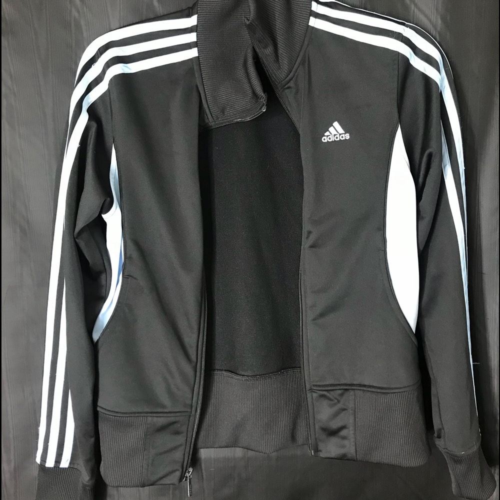 ADIDAS track jacket blk baby blue athletic jacket